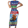 New Zealand Christmas Short Sleeve Bodycon Dress Funny Jet Ride Kiwi Xmas - Aussie Hoodie