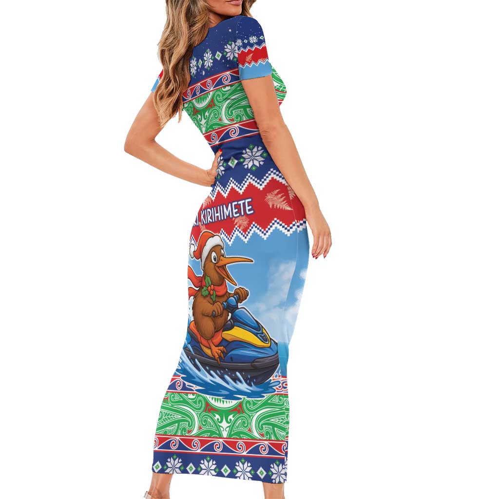 New Zealand Christmas Short Sleeve Bodycon Dress Funny Jet Ride Kiwi Xmas - Aussie Hoodie