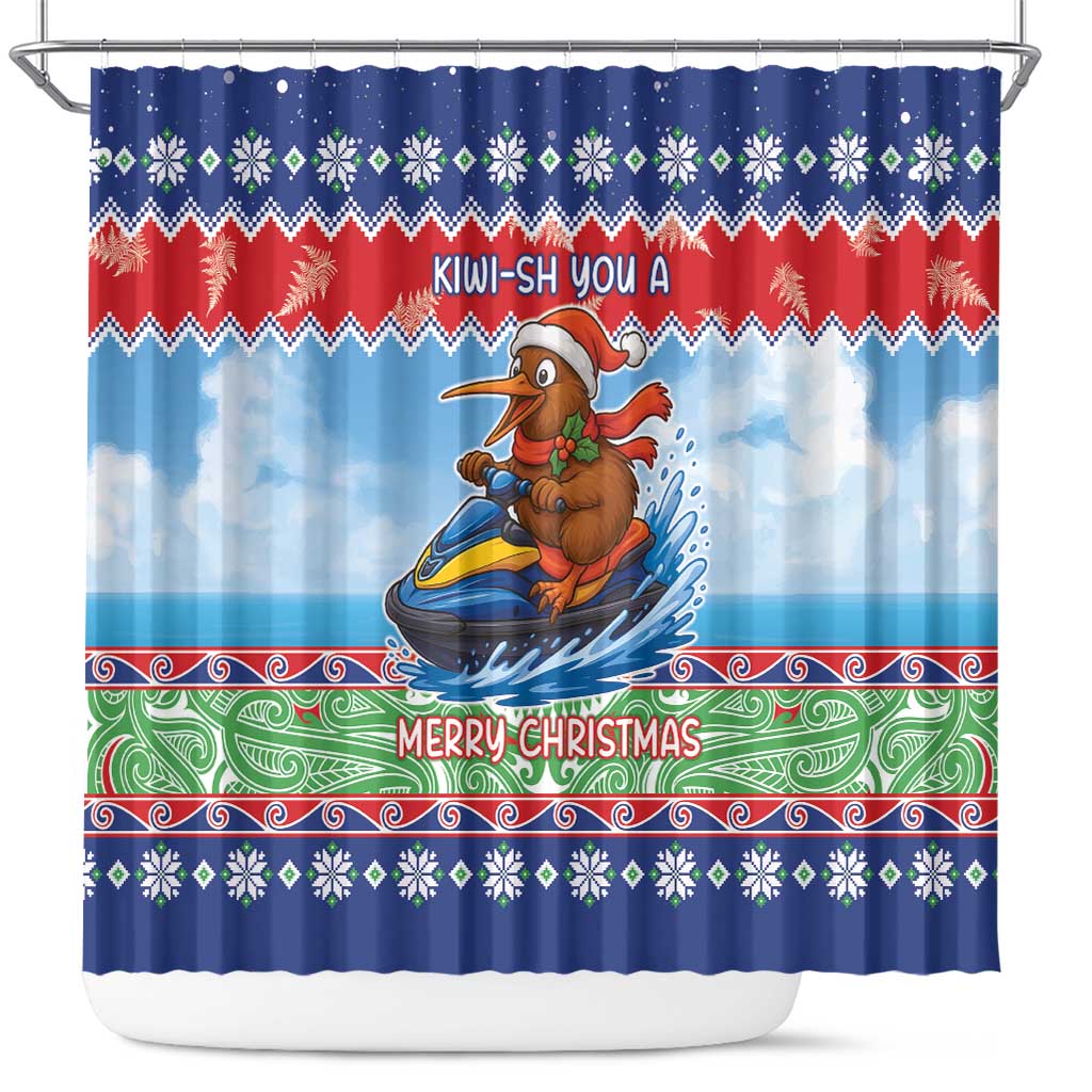 New Zealand Christmas Shower Curtain Funny Jet Ride Kiwi Xmas - Aussie Hoodie