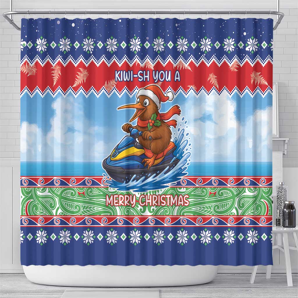 New Zealand Christmas Shower Curtain Funny Jet Ride Kiwi Xmas - Aussie Hoodie