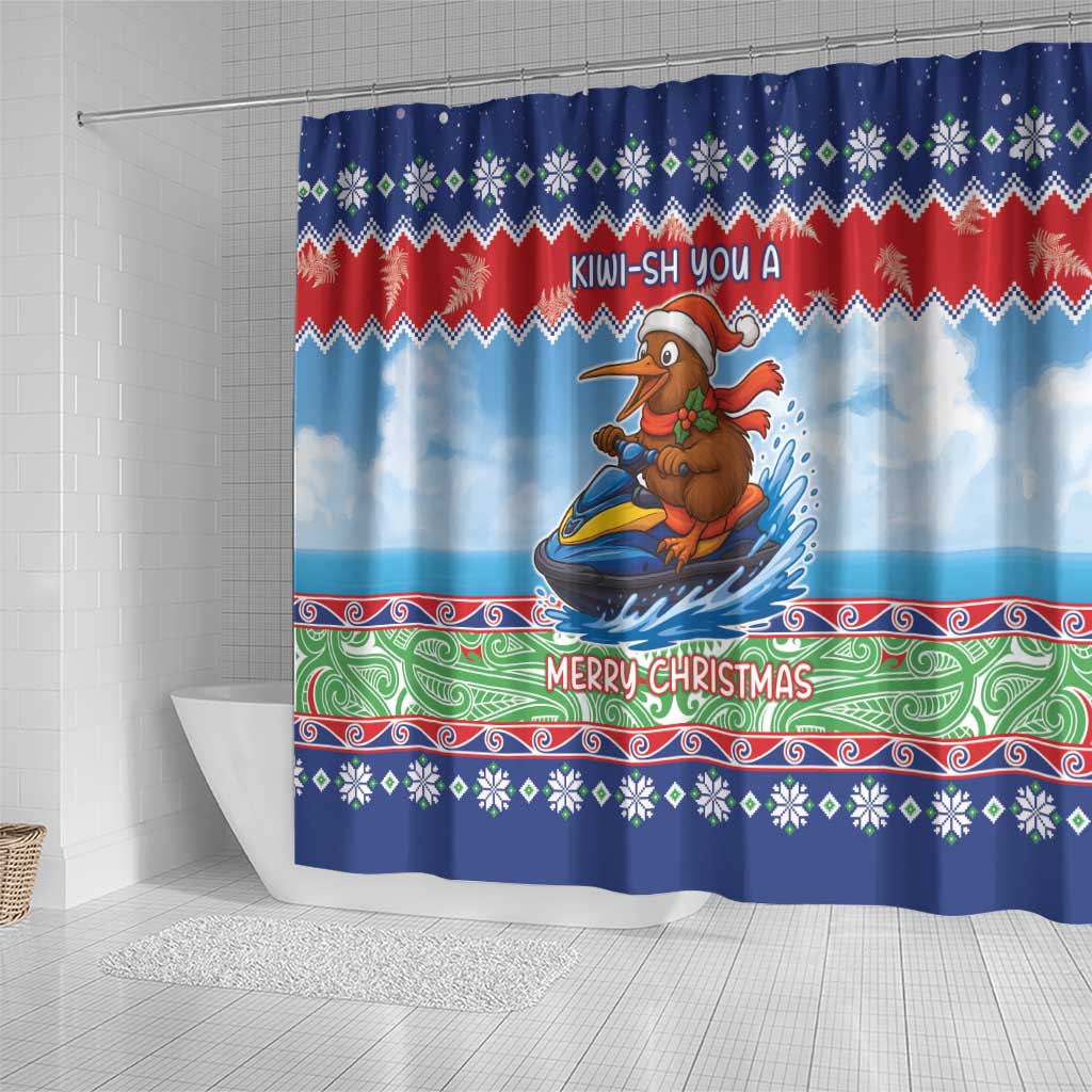 New Zealand Christmas Shower Curtain Funny Jet Ride Kiwi Xmas - Aussie Hoodie