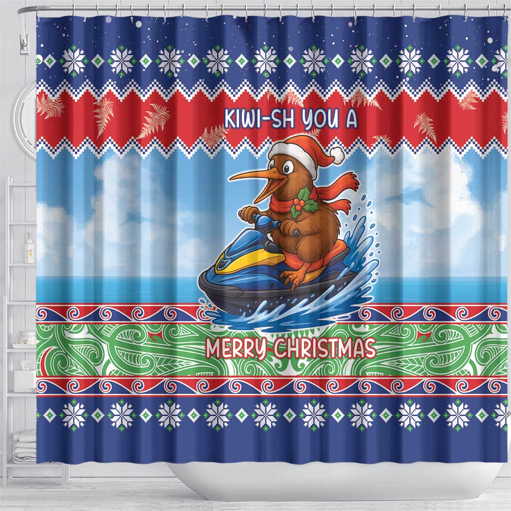 New Zealand Christmas Shower Curtain Funny Jet Ride Kiwi Xmas - Aussie Hoodie