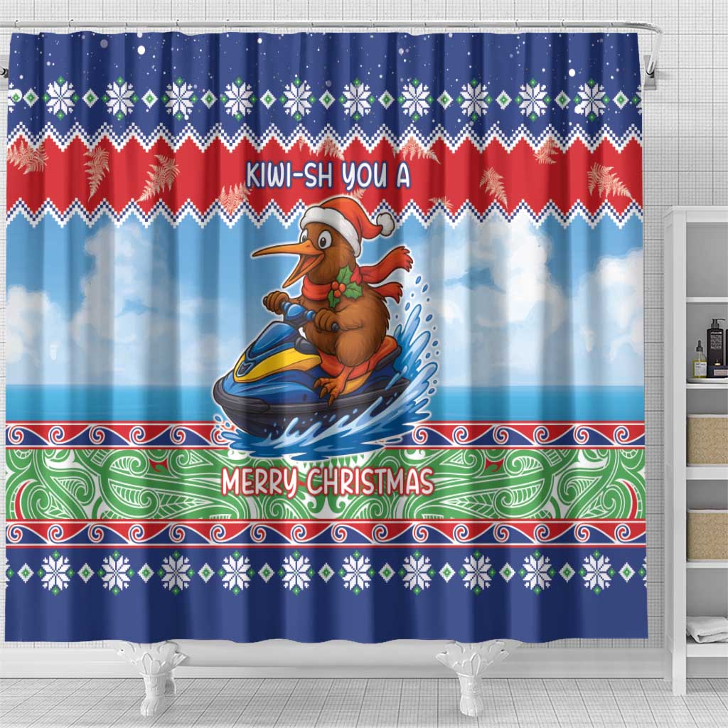 New Zealand Christmas Shower Curtain Funny Jet Ride Kiwi Xmas - Aussie Hoodie