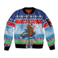New Zealand Christmas Sleeve Zip Bomber Jacket Funny Jet Ride Kiwi Xmas - Aussie Hoodie