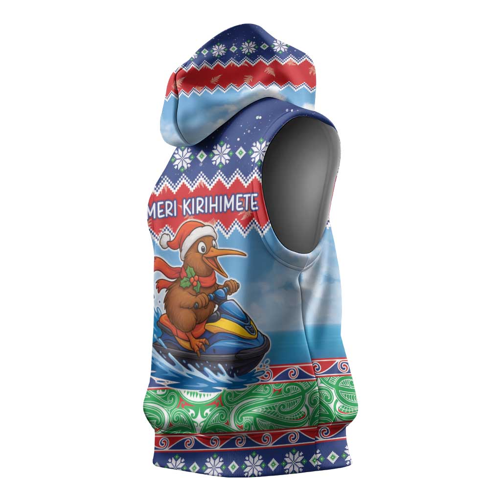 New Zealand Christmas Sleeveless Hoodie Funny Jet Ride Kiwi Xmas - Aussie Hoodie
