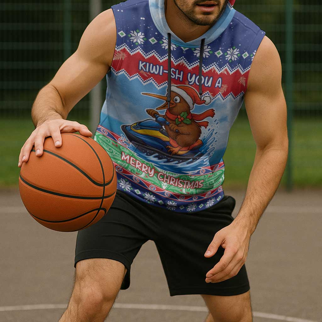 New Zealand Christmas Sleeveless Hoodie Funny Jet Ride Kiwi Xmas - Aussie Hoodie