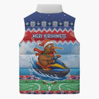 New Zealand Christmas Sleeveless Puffer Jacket Funny Jet Ride Kiwi Xmas - Aussie Hoodie