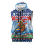 New Zealand Christmas Sleeveless Zip Hoodie Funny Jet Ride Kiwi Xmas LT05