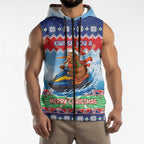 New Zealand Christmas Sleeveless Zip Hoodie Funny Jet Ride Kiwi Xmas LT05