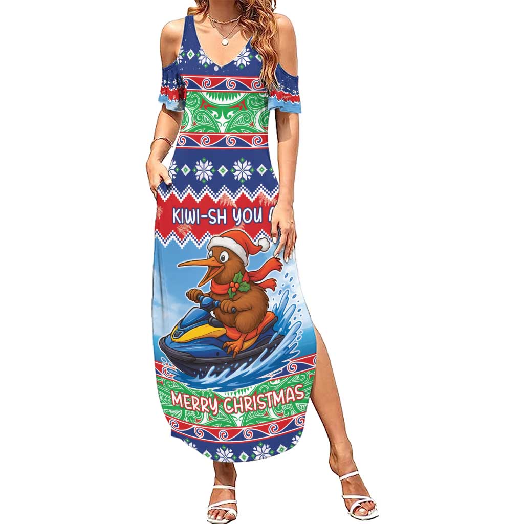 New Zealand Christmas Summer Maxi Dress Funny Jet Ride Kiwi Xmas - Aussie Hoodie