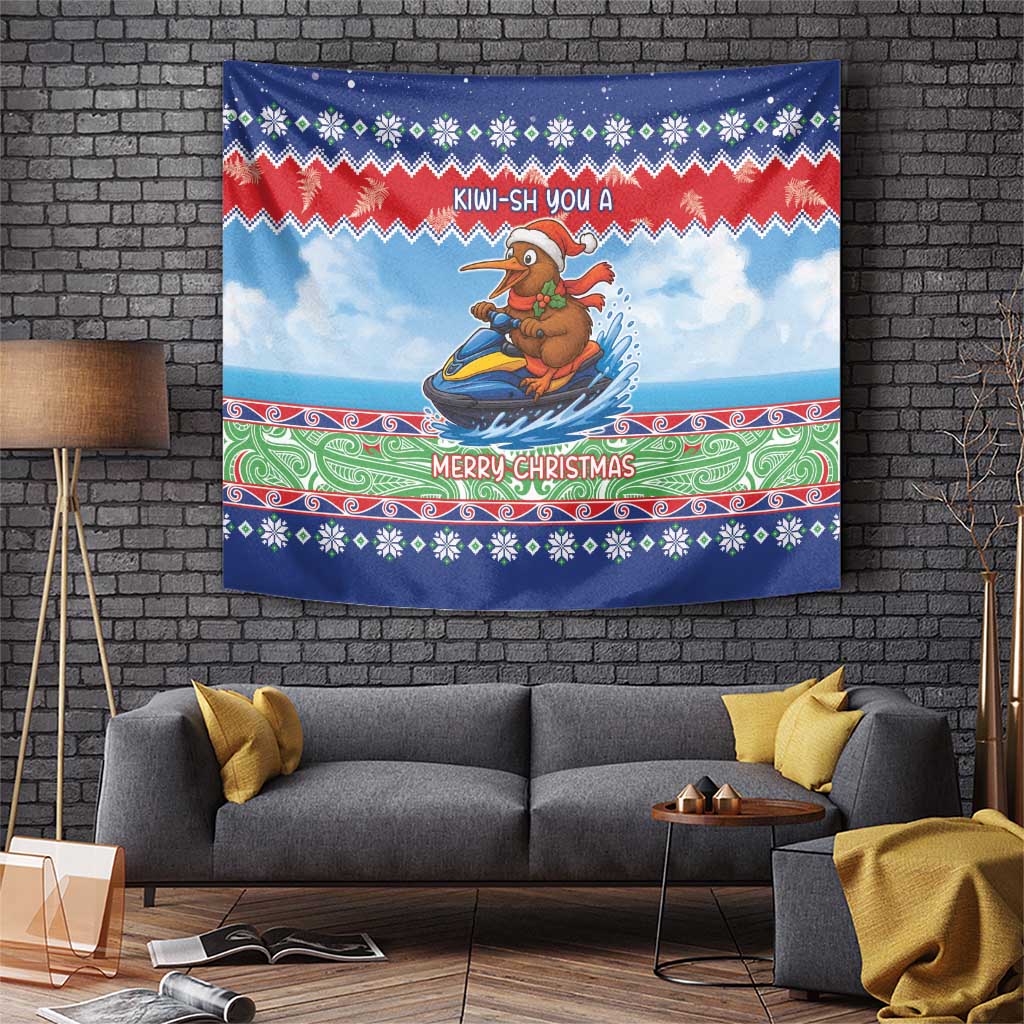 New Zealand Christmas Tapestry Funny Jet Ride Kiwi Xmas - Aussie Hoodie