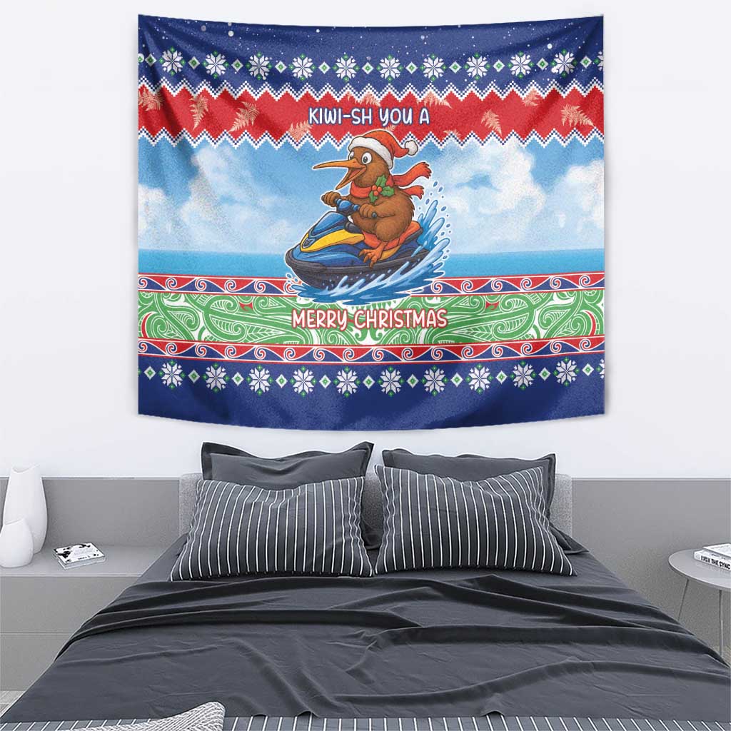 New Zealand Christmas Tapestry Funny Jet Ride Kiwi Xmas - Aussie Hoodie