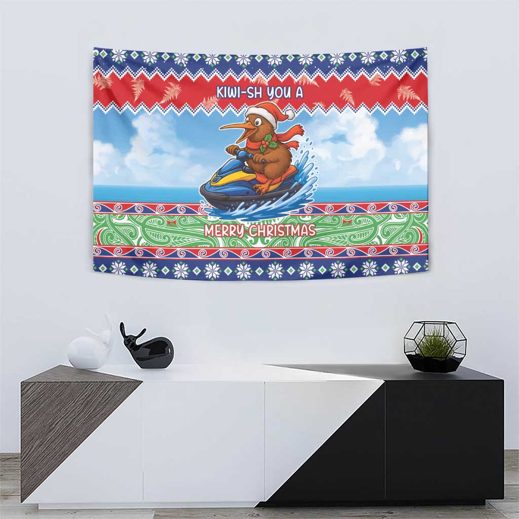 New Zealand Christmas Tapestry Funny Jet Ride Kiwi Xmas - Aussie Hoodie