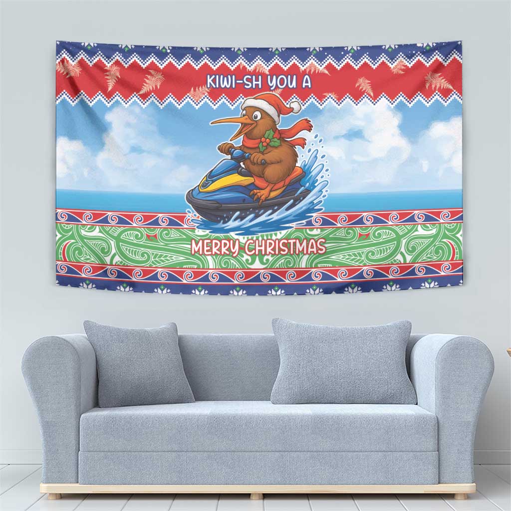 New Zealand Christmas Tapestry Funny Jet Ride Kiwi Xmas - Aussie Hoodie
