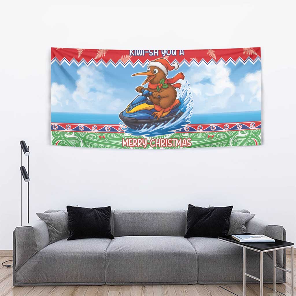 New Zealand Christmas Tapestry Funny Jet Ride Kiwi Xmas - Aussie Hoodie