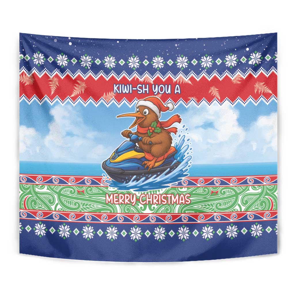 New Zealand Christmas Tapestry Funny Jet Ride Kiwi Xmas - Aussie Hoodie