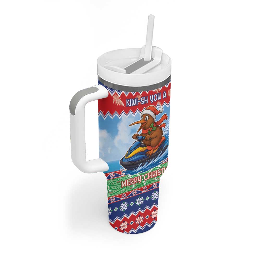 New Zealand Christmas Tumbler With Handle Funny Jet Ride Kiwi Xmas - Aussie Hoodie