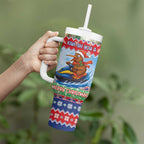 New Zealand Christmas Tumbler With Handle Funny Jet Ride Kiwi Xmas - Aussie Hoodie