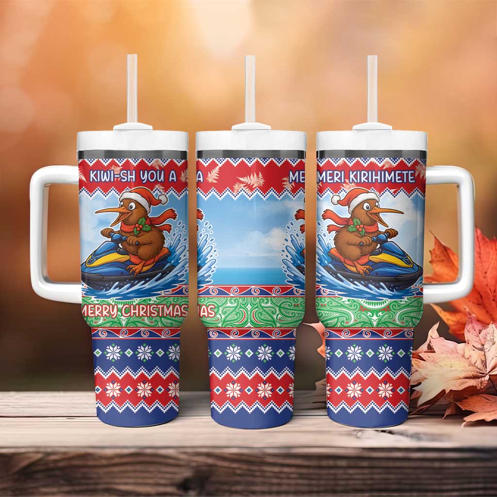 New Zealand Christmas Tumbler With Handle Funny Jet Ride Kiwi Xmas - Aussie Hoodie