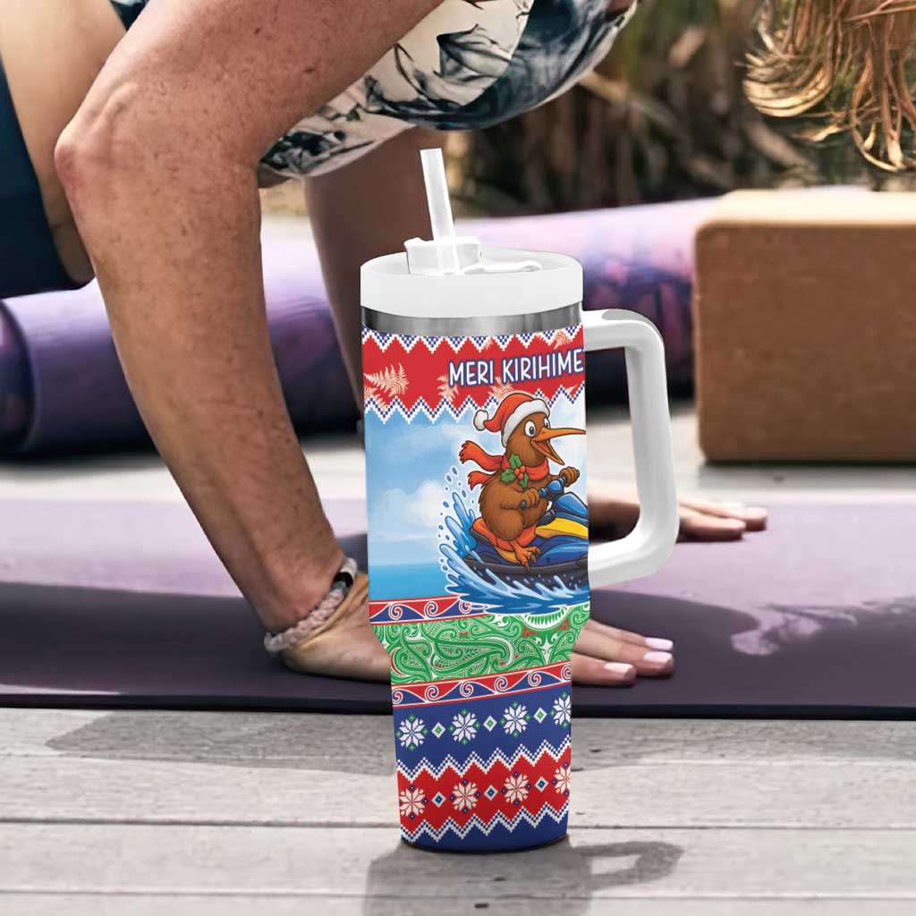 New Zealand Christmas Tumbler With Handle Funny Jet Ride Kiwi Xmas - Aussie Hoodie