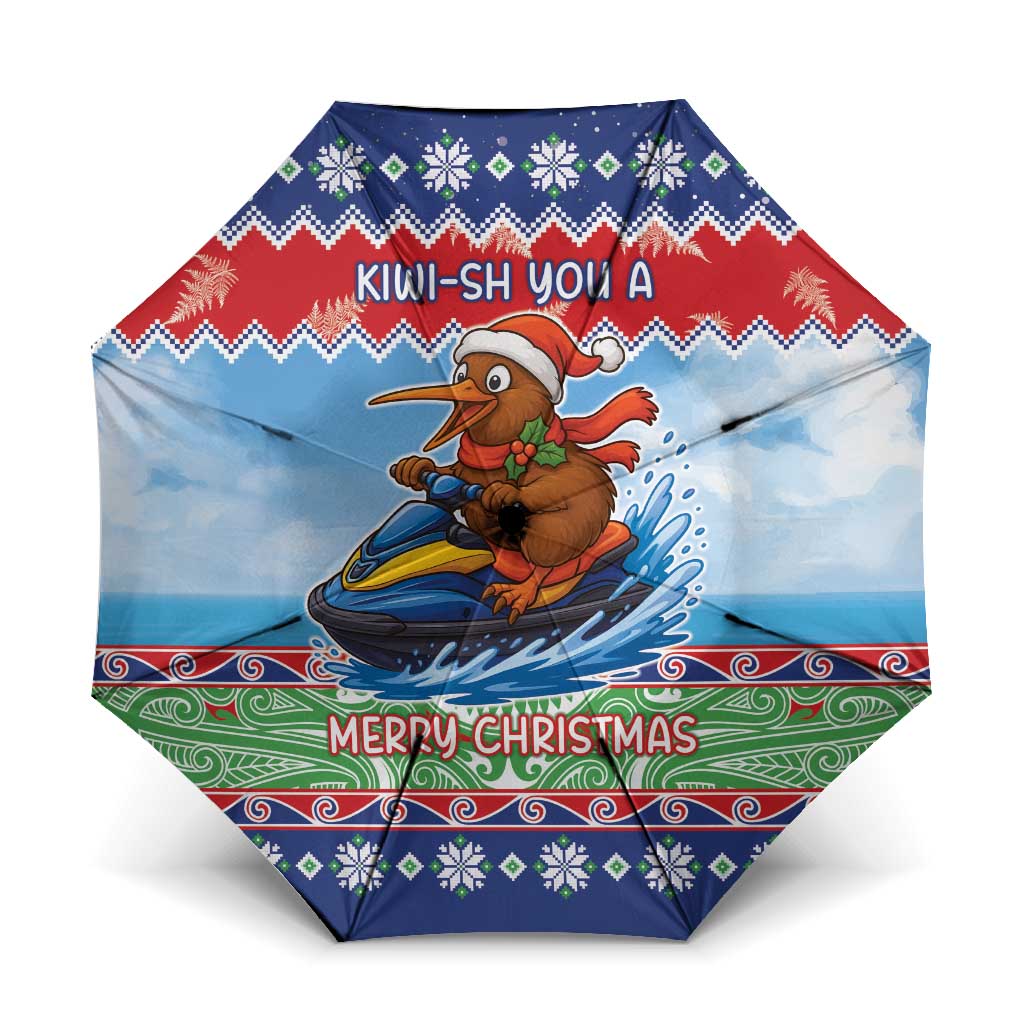 New Zealand Christmas Umbrella Funny Jet Ride Kiwi Xmas - Aussie Hoodie