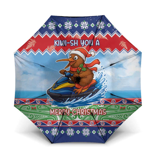 New Zealand Christmas Umbrella Funny Jet Ride Kiwi Xmas - Aussie Hoodie