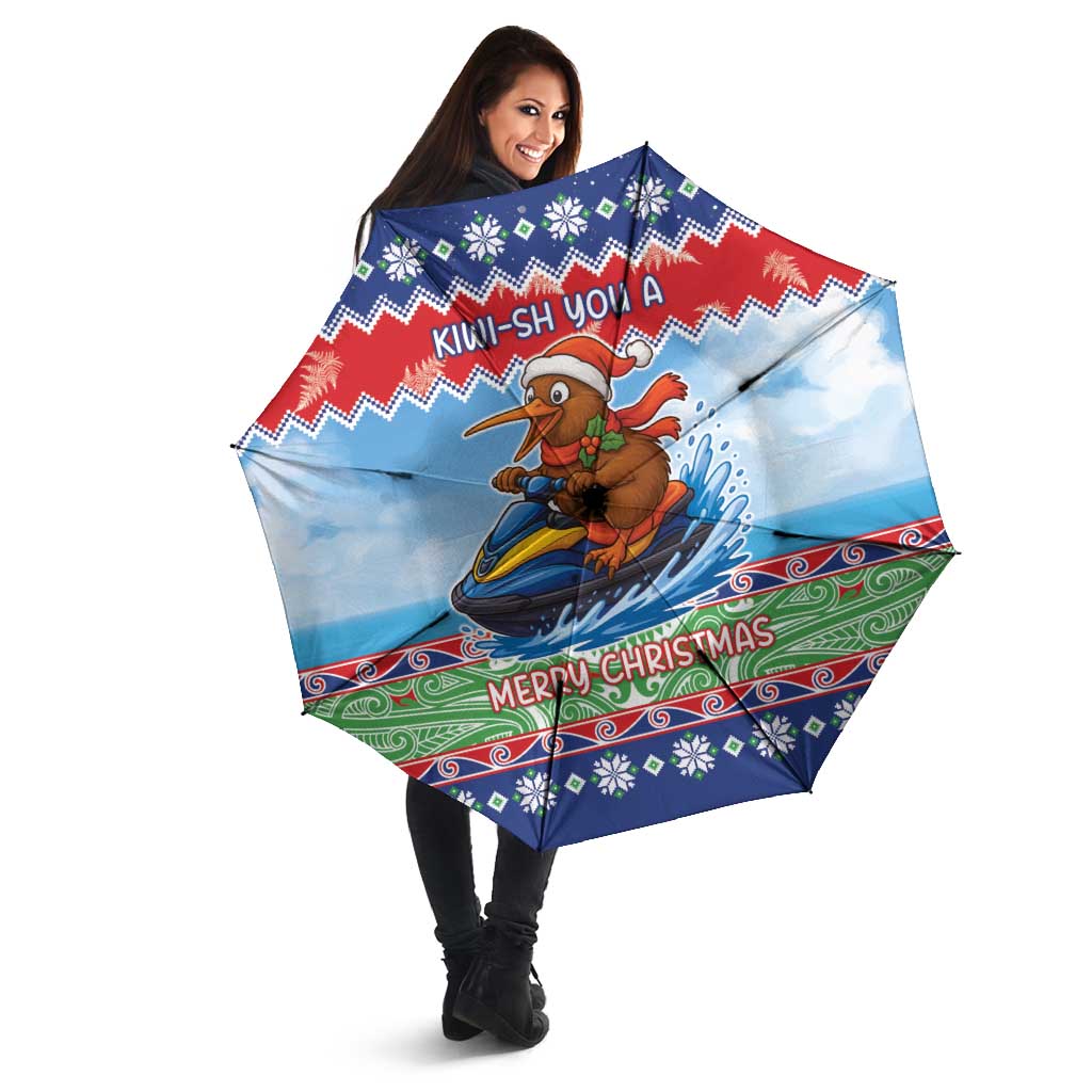 New Zealand Christmas Umbrella Funny Jet Ride Kiwi Xmas - Aussie Hoodie