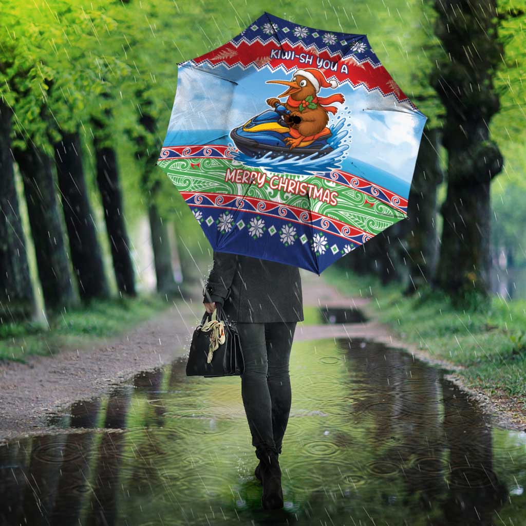 New Zealand Christmas Umbrella Funny Jet Ride Kiwi Xmas - Aussie Hoodie