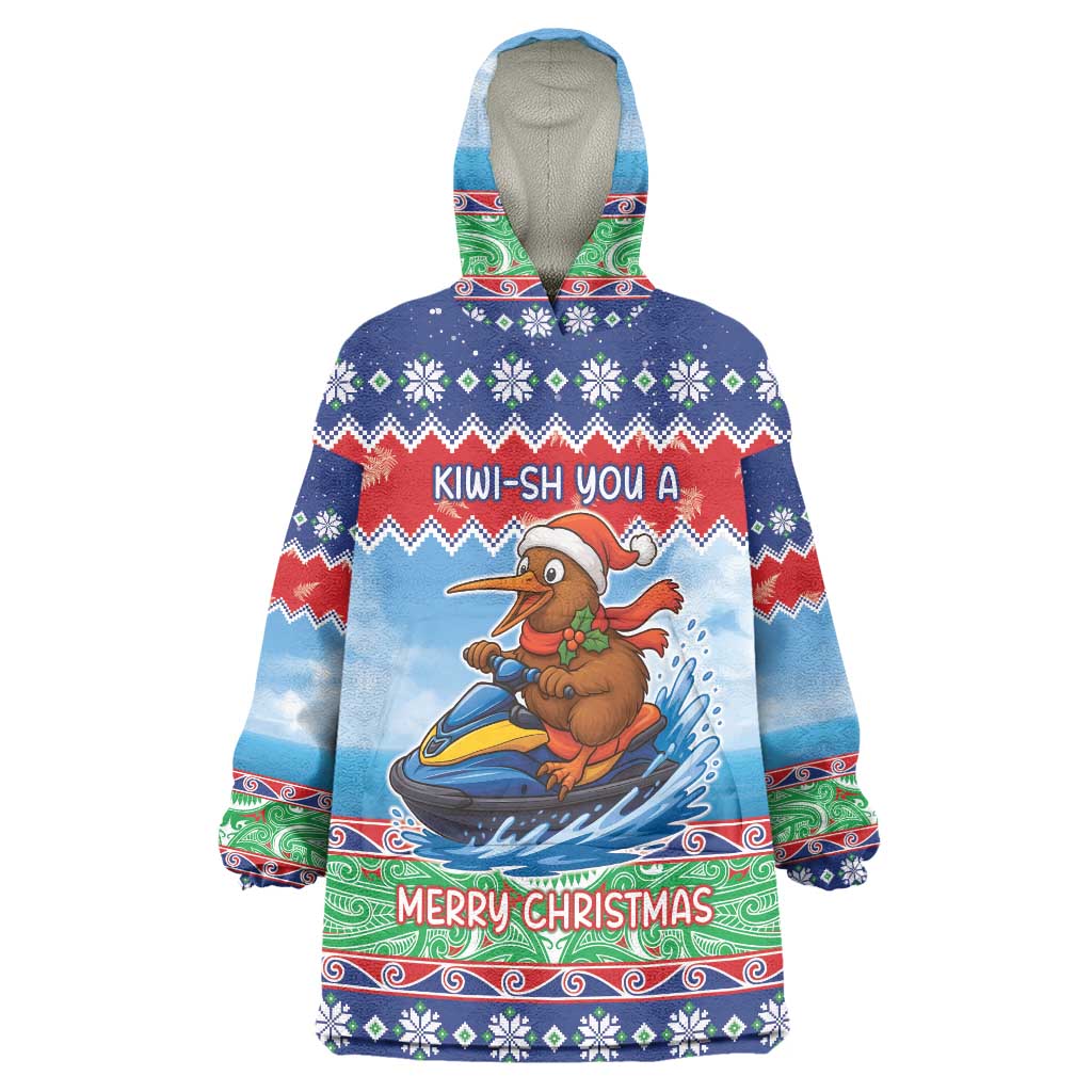 New Zealand Christmas Wearable Blanket Hoodie Funny Jet Ride Kiwi Xmas - Aussie Hoodie
