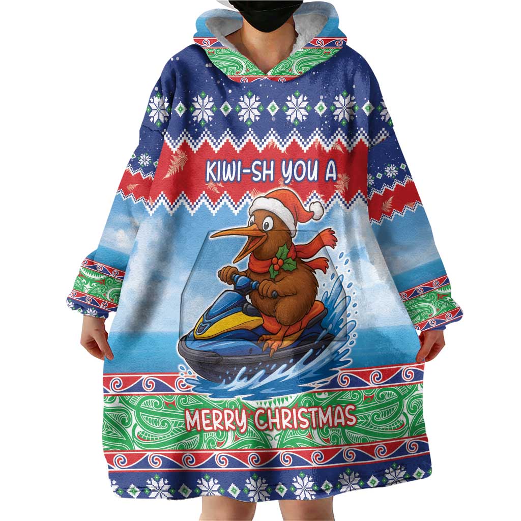 New Zealand Christmas Wearable Blanket Hoodie Funny Jet Ride Kiwi Xmas - Aussie Hoodie