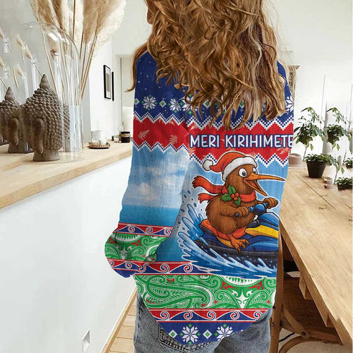 New Zealand Christmas Women Casual Shirt Funny Jet Ride Kiwi Xmas - Aussie Hoodie