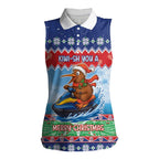 New Zealand Christmas Women Sleeveless Polo Shirt Funny Jet Ride Kiwi Xmas - Aussie Hoodie