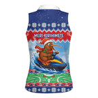 New Zealand Christmas Women Sleeveless Polo Shirt Funny Jet Ride Kiwi Xmas - Aussie Hoodie