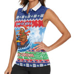 New Zealand Christmas Women Sleeveless Polo Shirt Funny Jet Ride Kiwi Xmas - Aussie Hoodie