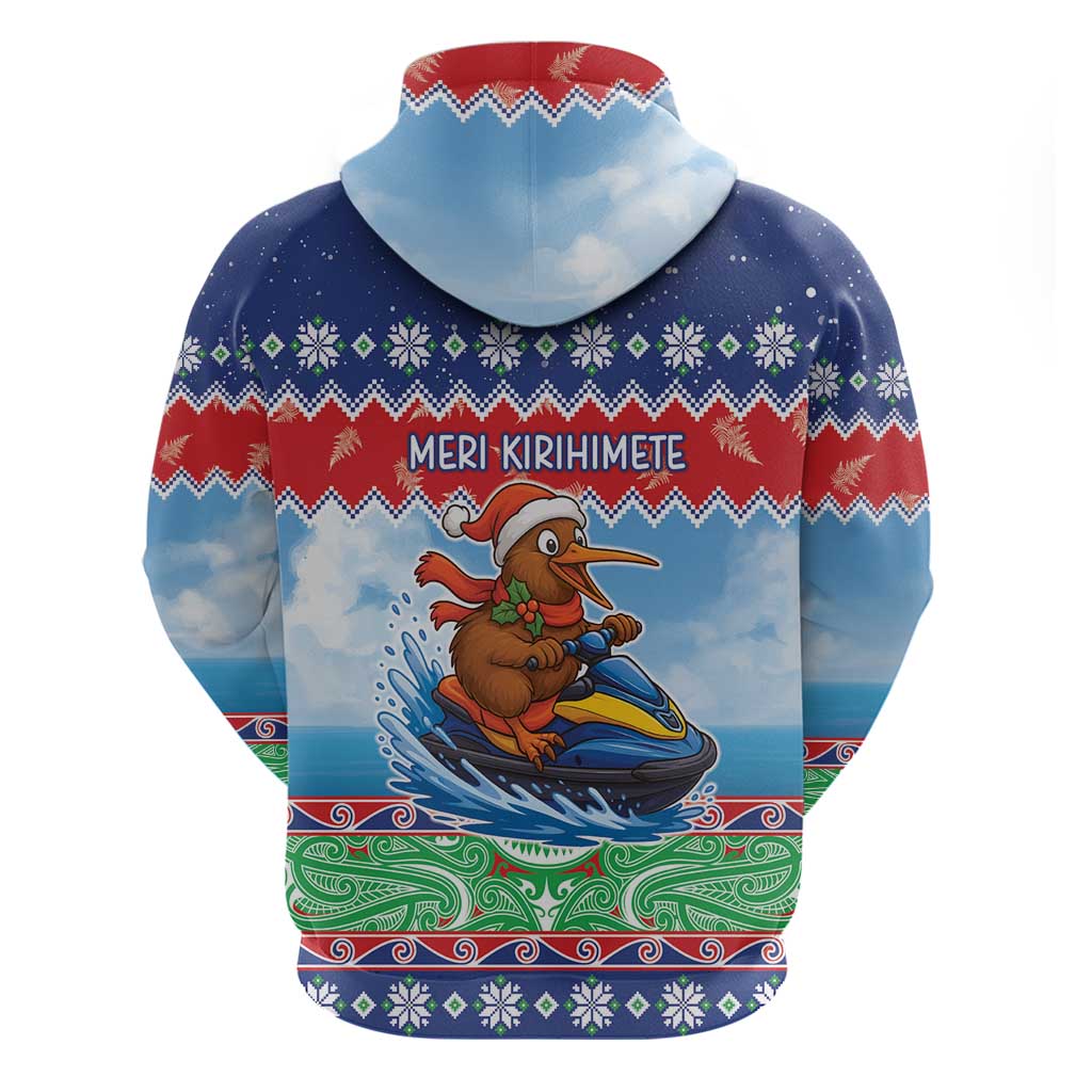 New Zealand Christmas Zip Hoodie Funny Jet Ride Kiwi Xmas - Aussie Hoodie