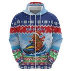 New Zealand Christmas Zip Hoodie Funny Jet Ride Kiwi Xmas - Aussie Hoodie