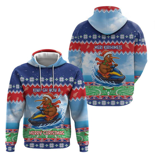 New Zealand Christmas Zip Hoodie Funny Jet Ride Kiwi Xmas - Aussie Hoodie