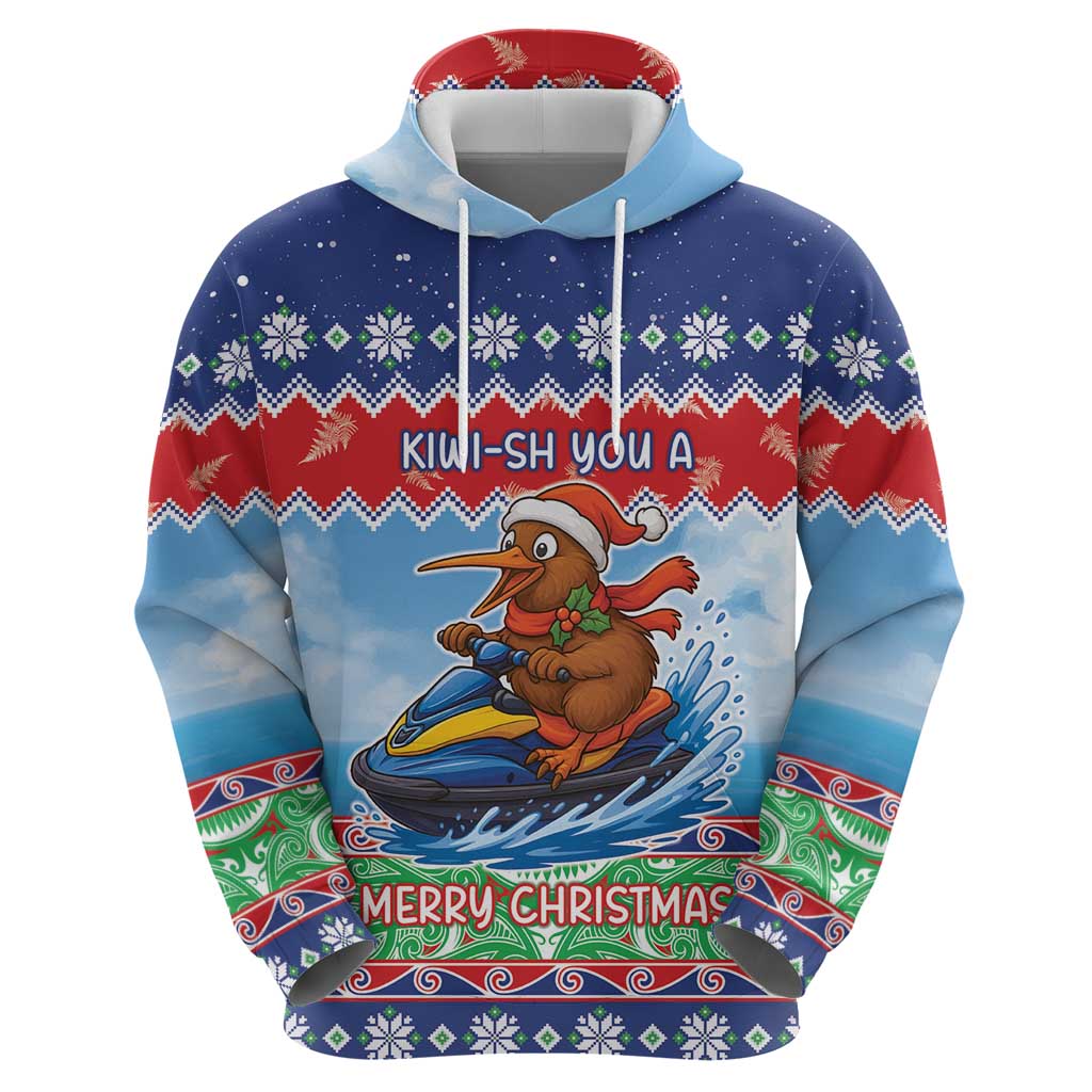 New Zealand Christmas Zip Hoodie Funny Jet Ride Kiwi Xmas - Aussie Hoodie