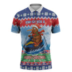 New Zealand Christmas Zipper Polo Shirt Funny Jet Ride Kiwi Xmas LT05