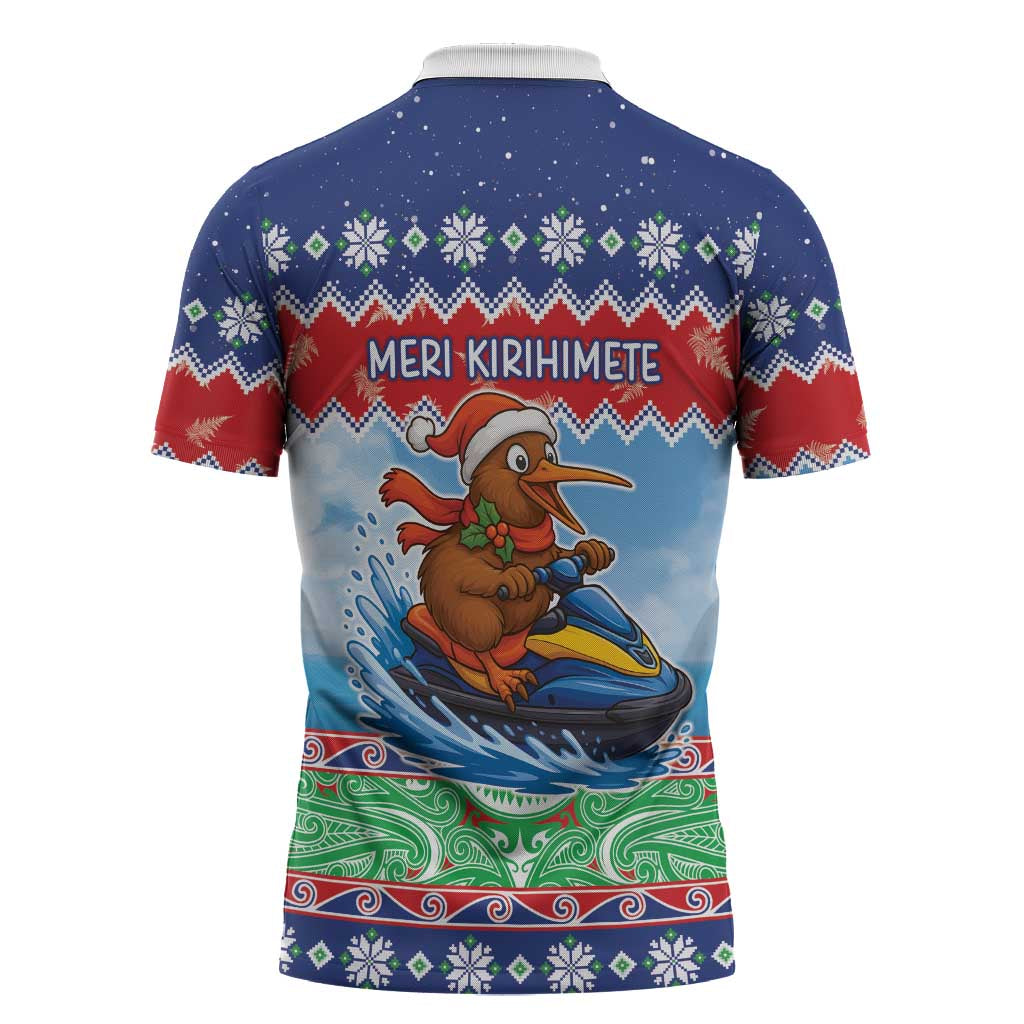 New Zealand Christmas Zipper Polo Shirt Funny Jet Ride Kiwi Xmas - Aussie Hoodie