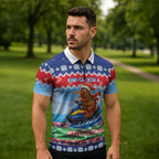 New Zealand Christmas Zipper Polo Shirt Funny Jet Ride Kiwi Xmas LT05