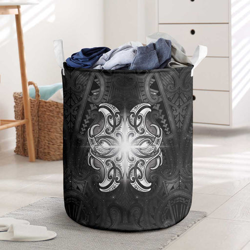 New Zealand Matariki Laundry Basket Maori Moko Black Galaxy