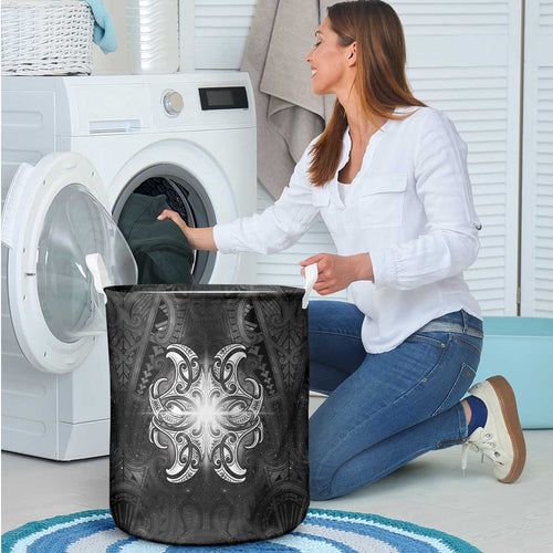 New Zealand Matariki Laundry Basket Maori Moko Black Galaxy