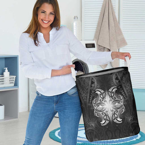 New Zealand Matariki Laundry Basket Maori Moko Black Galaxy