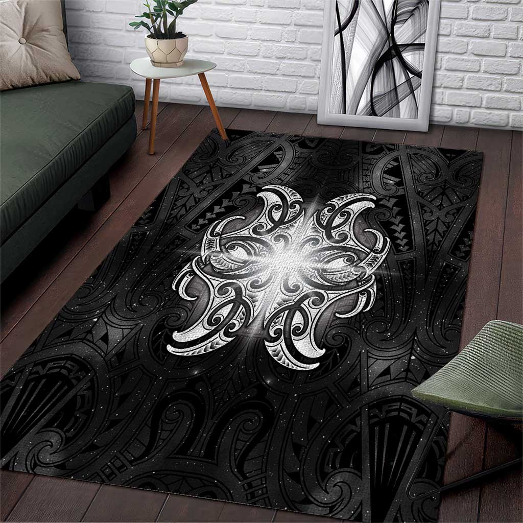 New Zealand Matariki Area Rug Maori Moko Black Galaxy