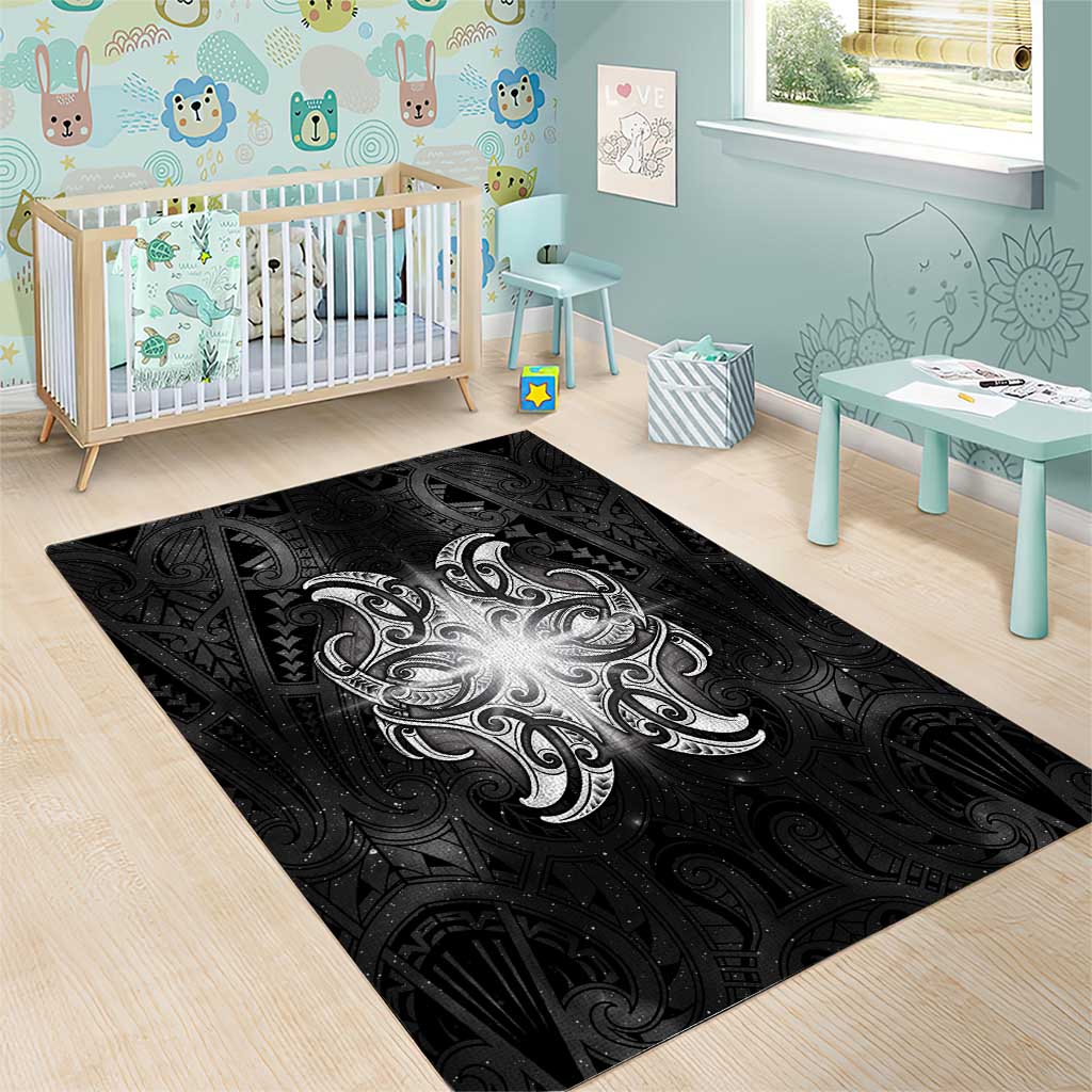 New Zealand Matariki Area Rug Maori Moko Black Galaxy