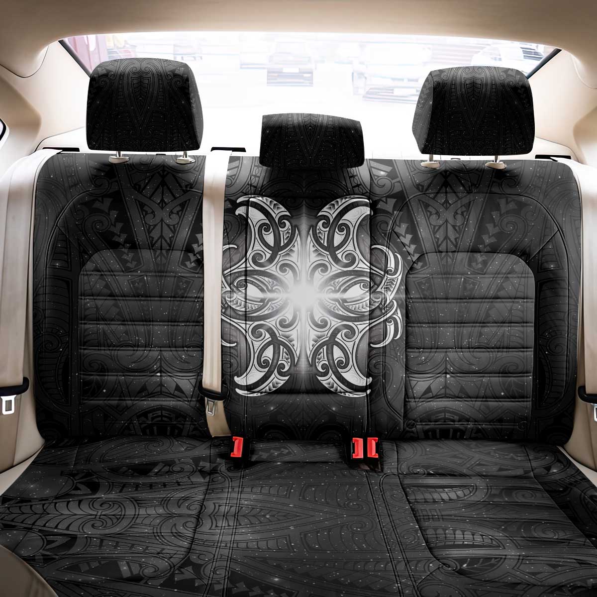 New Zealand Matariki Back Car Seat Cover Maori Moko Black Galaxy