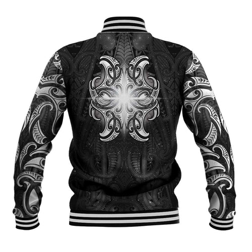 New Zealand Matariki Baseball Jacket Maori Moko Black Galaxy