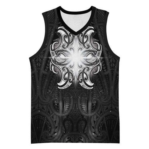 New Zealand Matariki Basketball Jersey Maori Moko Black Galaxy