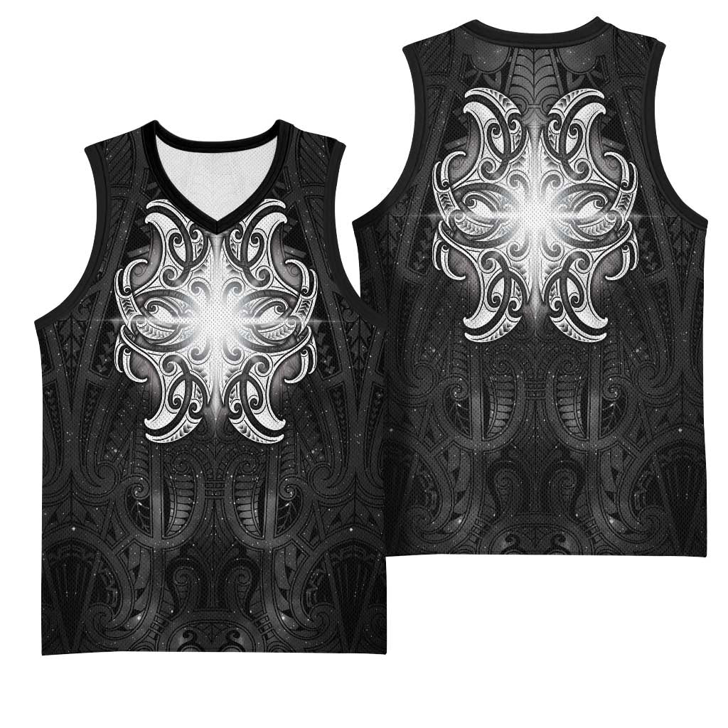 New Zealand Matariki Basketball Jersey Maori Moko Black Galaxy